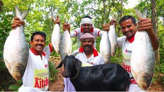 Bengali famous Hilsha fish & Mutton curry recipe | Sorshe Ilish recipe cooking for village people