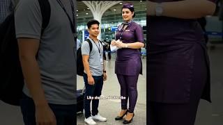 Gorgeous Tall Air Hostess Looks Like a Dubai Princess Talking to Passenger at Airport #shorts
