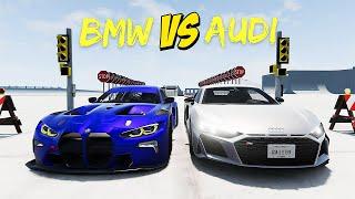 Bmw VS Audi Cars Speed BRAKE Test Track / BeamNG Drive