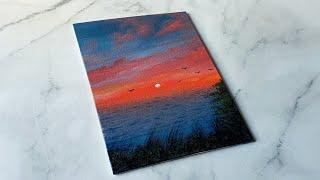 Easy sunset painting idea / acrylic painting for beginners ️