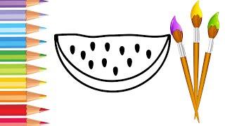 How to Draw a Watermelon/Как нарисовать арбуз/Paano Gumuhit ng isang pakwan/Cómo dibujar una Sandía