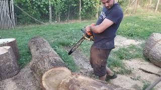 Stihl 261cm cutting firewood oak