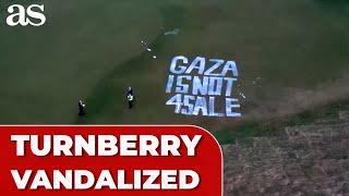 TRUMP'S Turnberry Scottish golf resort VANDALISED with PRO-PALESTINE graffiti