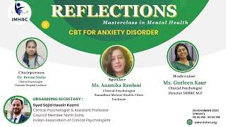 CBT for Anxiety Disorder | Reflections Masterclass in Mental Health | #CBT #AnxietyDisorder @imhrc