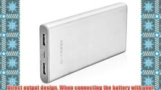 GCord TM 10000mAh Smart Aluminum Dual USB High Capacity Portable Charger External Battery Pack Power