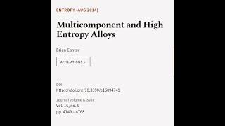 Multicomponent and High Entropy Alloys | RTCL.TV