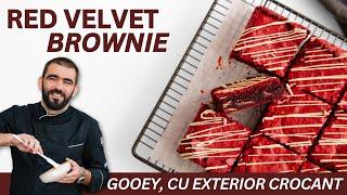 Brownie Red Velvet cu Ciocolata alba si neagra