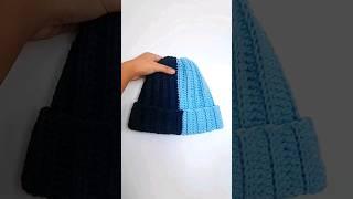 Crochet 2 Color Benie Hat! 🩵 | Easy crochet hat for beginners | Crochet hat | Easy crochet patterns