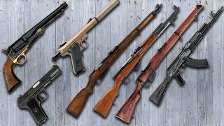 Tokarev TT33, AK-103, Colt 1860, SKS Type 56, Ruger MK II, Mosin M39, Lithgow SMLE