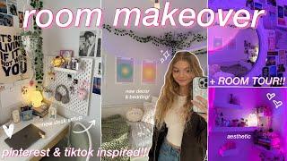 EXTREME ROOM MAKEOVER + ROOM TOUR 2023! aesthetic/tiktok/pinterest inspired bedroom transformation!!