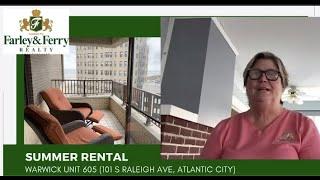 SUMMER RENTAL BY THE BEACH | WARWICK UNIT 605 | ATLANTIC CITY