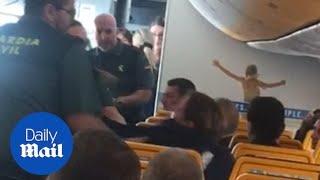 Passengers cheer as drunk woman is dragged off Ryanair flight