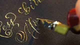 Gold glitter calligraphy with pointed pen, The Aloha Studios