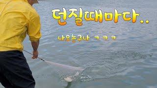 누구나 투망하나만 있으면 만선하기 좋은장소! 바다투망낚시 cast net fishing