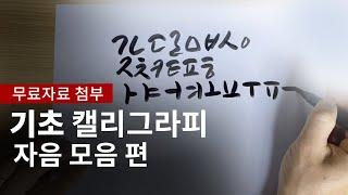 [캘리그라피 강좌] 꿀팁 가득!! 자음, 모음 쓰기 +무료자료