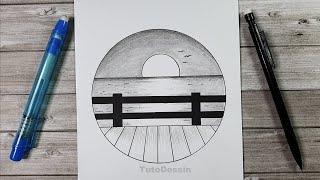 Comment dessine un paysage dans un cercle | École de dessin | Tuto Dessin