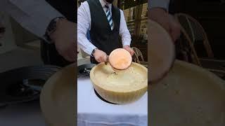 French Chef makes Pasta from Giant Cheese Wheel on Paris Street #shorts  #paris #pasta