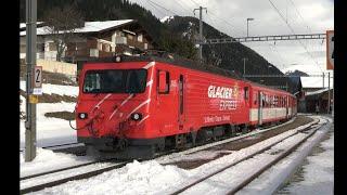 MGB - Matterhorn Gotthard Bahn am Oberalp Pass zwischen Andermatt, Sedrun und Disentis