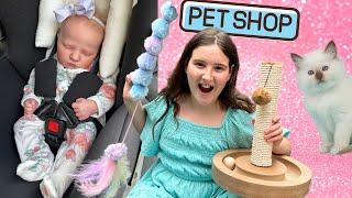 SHOPPING WITH REBORN BABY HOLLY - GETTING READY FOR MY NEW KITTEN