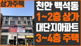 [꿀티비66탄 Full 영상] 천안 백석동 · 대단지 아파트 상권 · 정문 앞 · 초중학교 인근 · 주인세대 있는 상가주택