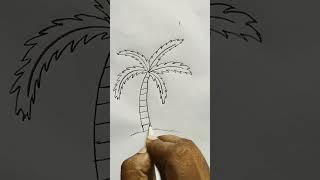 Simple Tree Drawing/easy Coconut tree Drawing