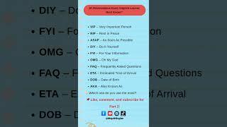10 Abbreviations Every English Learner Must Know! #shorts