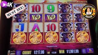 $12 Bet Pays HUGE JACKPOT on Buffalo Gold Slot Machine