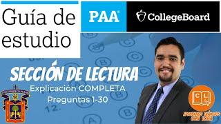 GUÍA DE ESTUDIOS PAA || EXPLICACIÓN ÁREA DE LECTURA (ESPAÑOL) || Prueba de Aptitud Académica UDG