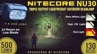 (New 2024) Nitecore NU30 Headlamp Review, 500 lm, 130 m, 4*UHE LEDs - Good Beam & Lightweight