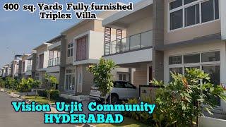 || 400 sq yards || Fully furnished Luxury Triplex villa for sale in gated community, Hyderabad