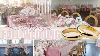 Elegant Pink and Neutral FALL Wedding with a Room Flip| NO BACKDROP| CANDLE CENTERPIECES