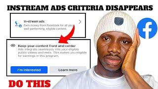 Instream-Ads Critera Disappears from Dashboard - Reason and What you should do to Monetize