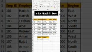 Index match in Excel #shorts #ytshorts