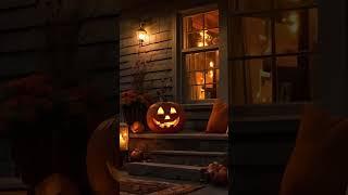 Rainy Halloween Night With Spooky Fall Decor #cozyfall #ambience #halloween #rainsounds #pumpkin