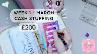 MARCH W1 - CASH STUFFING £200 | Low Income | #CashEnvelopeStuffing | UK Cash Stuffing | Budgeting