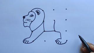 How To Draw Lion With 4x4 Dots |  Lion Drawing Step By Step | Lion Drawing With Dot By Dot