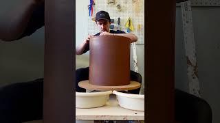 Trimming our 40lbs ceramic stool #ceramics #pottery #functionalpottery #trimmingpottery