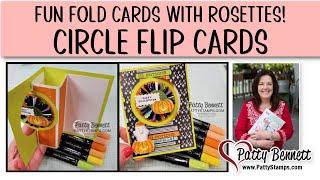 Circle Flip Fun Fold Cards with Paper Rosettes - Stampin' Up! Round we Go