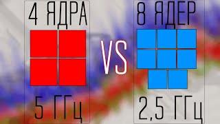 4 ядра 5 ГГц vs 8 ядер 2,5 ГГц