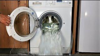 Experiment - Extremely Overfilled with Water and Door Opening - Washing Machine