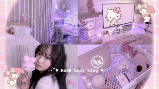 빵선이는 집순이 ෆ ˚ ⋆vlog | Room tour | 하루종일 방정리하고 다꾸하는 일상 | 산리오로 핑쿠 방꾸미기 | 데스크테리어 | 마로팝 라벨 프린터기