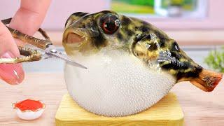 Best Recipes For Seafood Lovers Delicious Miniature Puffer Fish Spicy Noodles  Tina Mini Cooking