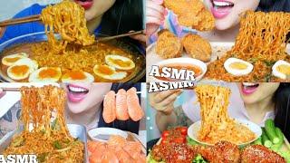 SAS asmr eating NOODLES  Mukbang Compilation  ft. eggs, salmon, chicken etc | *big bites*