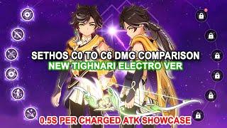 Sethos C0 to C6 DMG Comparison - New Tighnari Electro Ver | 0.5s Per Charged Atk Showcase