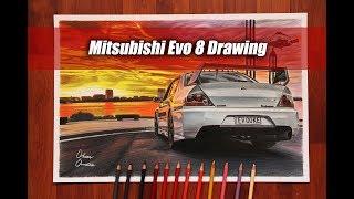 Sunset With Mitsubishi Evo 8 | Australia | JDM AWD CAR DRAWING