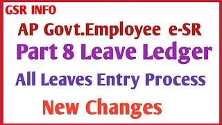 e-SR Part 8 Leave Ledger ELs, HPLs, Child Care Leaves Online Data Entry