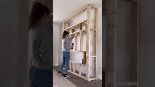 BUILDING A FIREPLACE WALL!  #diyprojects #holidays #shorts