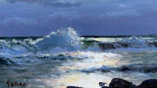 A Little Seascape in Acrylics | Painting Loose Full tutorial!