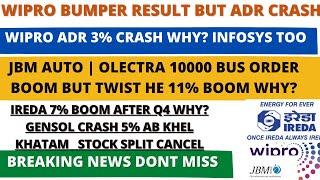 WIPRO SHARE ADR CRASHJBM AUTO NEWSOLECTRA SHARE NEWS IREDA SHARE NEWS GENSOL SHARE LATEST NEWS