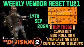 The Division 2 *MUST BUYS* "GOOD WEEKLY VENDOR RESET TU21(LEVEL 40)" September 17th 2024